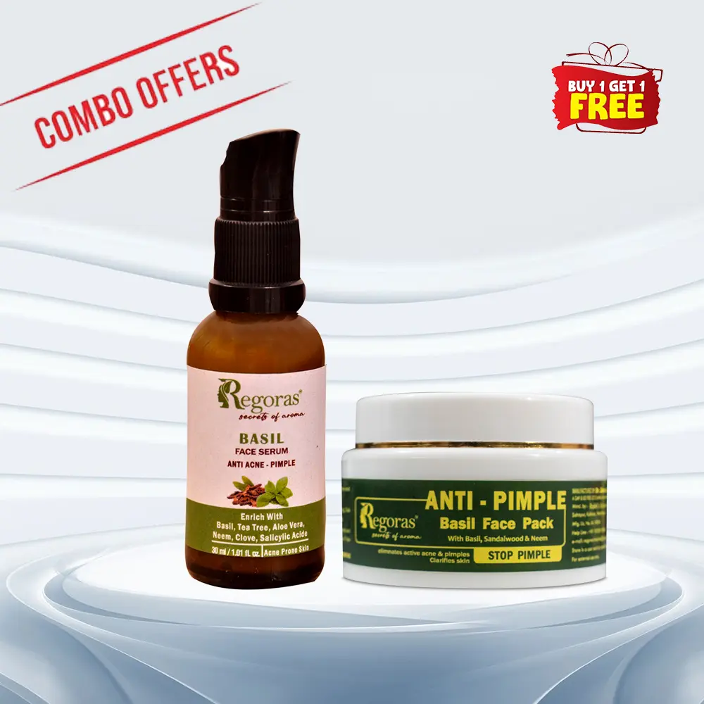 Anti Pimple Basil Face Pack and Serum Combo