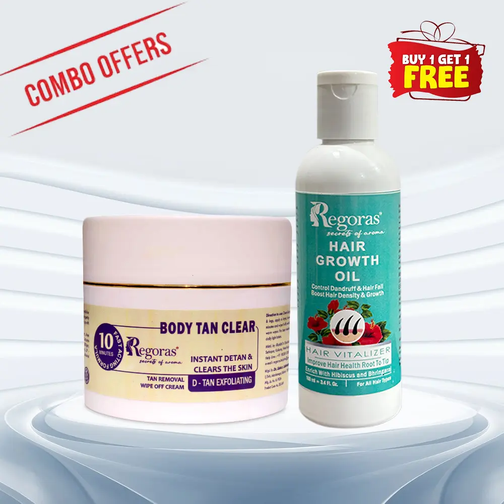 Body Tan Clear Cream and Herbal Hair Growth Oil Combo