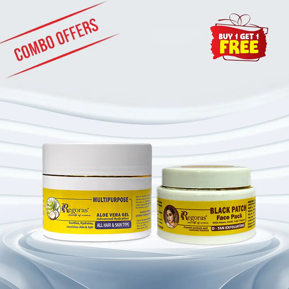 Aloe Vera Gel and Black Patch Face Pack Combo