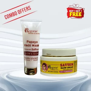 Saffron Glow Cream and Papaya Face Wash Combo