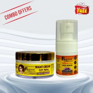 Saffron Glow Face Serum and Anti-Ageing Night Cream Combo